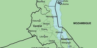 Peta Botswana menunjukkan daerah