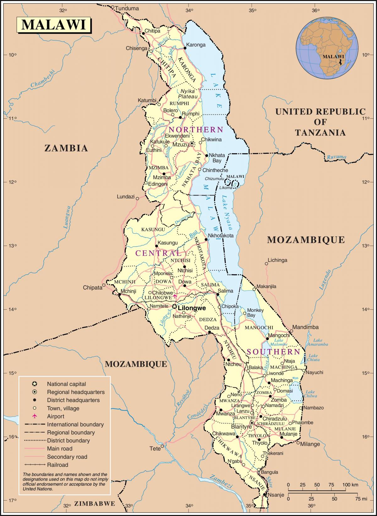 peta Botswana menunjukkan jalan