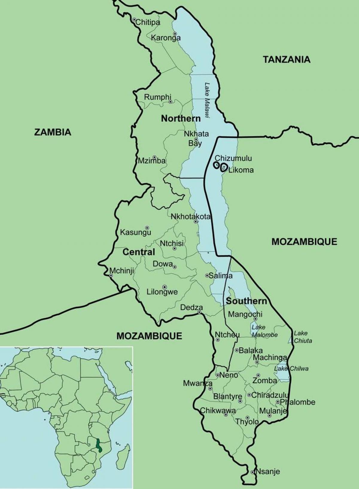 peta Botswana menunjukkan daerah